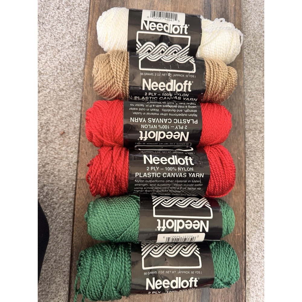 Needloft Plastic Canvas Yarn Lot 2 Ply 100% Nylon Skeins Holiday